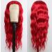 EVLYNN 24 Wavy Long Blood Red Synthetic Wig for Women - Dark Burgundy Curly Hairpiece - Buy Online on GoSupps.com