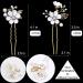 Crystal Pearl Bridal Flower Wedding Hair Pins - Gold Hair Accessories with Rhinestone for Brides & Bridesmaids - 6 Pieces (Pure White Flower) - Buy Online on GoSupps.com
