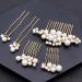 Prosy 5-Piece Bridal Wedding Pearl Hair Comb & Hairpins - Gold Bridal Hair Accessories for Women & Girls - Buy Online on GoSupps.com