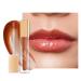 Oulac lip gloss shiny - liquid lipstick 3D gloss finish moisture lip gloss transparent glitter with rosendamascena flower extract lip care for dry lips 4.5ml apricot (C02)