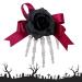 BRTNUP Halloween Hair Clamps Nonslip Women Rose Bowknot Barrettes with Horror Skeleton Hand Pattern Bone Hairpin Halloween Hair Accessories for Girls Women Halloween Party Hair Decorations (Black)