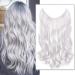 Silk-Co hair extension with rubber band adjustable Secrets hair part synthetic extensions with cord invisible corrugated extensions for women silver gray 50cm 50 cm silver gray