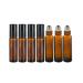Timiili Portable Roller Bottles, Essential Oil Roller Bottles, Glass Roll-on Bottles, with Stainless Steel Roller Balls for Essential Oil Perfume Oil, 10ml, 7 Packs (Amber)