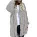 Hanxiulin plush jacket oversize warm lined fleecemantel women warm winter jacket on both sides transition jacket cardboard jacket coat windproof light quilted jacket premium coat xl gray