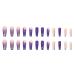 24Pcs Long Coffin Purple Butterfly Design Acrylic Press On Nails - Full Cover Gradient False Nails for Women and Girls - Buy Online on GoSupps.com