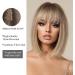 OUFEI Ombre Blonde Bob Wig with Bangs - Short Straight Synthetic Hair Wig for Women - Ideal for Daily Wear, Parties, and Cosplay - Buy Online on GoSupps.com
