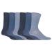 IOMI - 6 Pack Mens Loose Wide Top No Elastic Non Binding Cotton Diabetic Socks 7-12 Blue