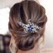 Bridal Blue Rhinestone Pearl Hair Comb - Floral Hair Accessories for Women and Girls - Buy Online on GoSupps.com