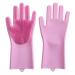YUANstore Silicone Gloves Kitchen Cleaning Dishwashing Gloves Soft Scrubber Rubber Dish Washing Tools Kitchen Household Gadgets 1 Pair