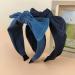 Denim Bow Knot Headband Jean Knotted Hairband Bowknot Hair Hoop Wide Head Band Cross Knot Hair Accessories for Women Blue - Buy Online on GoSupps.com