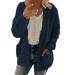 Hanxiulin plush jacket oversize warm lined fleecemantel women cardigan on both sides transition jacket breathable light outdoor winter coat down jacket winter warm trench coat dark blue