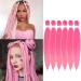 Pre-stretched Braiding Hair 6 Packs Kanekalon Synthetic Fiber itch Free Crochet EZ Braids Soft Yaki Texture Braiding Hair Extensions (Pink#) 26 Inch (Pack of 6) Pink#
