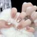 Handmade nail art wearing fake nail patches rabbit nail art detachable pink (Size : S)