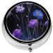 Purple Flower Round Pill Box - 3 Compartment Mini Portable Travel Medicine Organizer for Vitamins & Tablets - Buy Online on GoSupps.com