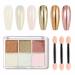 GZMAYUEN Pearl Nail Chrome Powders 6 Colors White Chrome Nail Powder Gold Rosa Mirror Effect Glitter Nail Powder 10