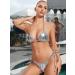 Retro Metallic Bikini for Women - Shiny Silver Gold Swimsuit Set - Small Size - Buy Online on GoSupps.com