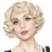 Kaneles Short Blonde Curly Wig Finger Wave Synthetic Hair for Women 1920s Halloween Cosplay Costume Party Come with Wig Cap