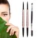 2 Pack Eyebrow Pencil Waterproof Eyebrow Makeup with Dual Ends Professional Brow Enhancing Kit with Eyebrow Brush Khaki Coffee