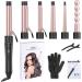 6-IN-1 Professional Curling Wand Set with 6 Interchangeable Ceramic Barrels - Rose Gold - Buy Online on GoSupps.com