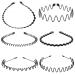 Mujinshow 6PCS Metal Wave Hair Bands  Universal Headband For Men and Women  Non-slip Headband