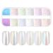 Smilcloud 12 Colors Chrome Nail Powder Chrome Nail Powder for DIY Nail Art Decoration Aurora Effect Nail Chrome Powders