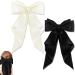 BAIYSFFG Big Bow Hair Clips with Long Silky Satin 2PCS Solid Color French Barrette Simple Hair Fastener Accessories for Women Girls Black White
