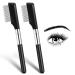 Small Eyelash Comb 2 Pack Metal Eyelash Brush Eyelash Separator Tool Eyebrow Brush Grooming Eye Lash Separator Grooming Brushes Eyebrow Comb with Metal Teeth Eye Makeup Tool for Women (Short Handle)