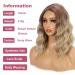 Mychanson Wavy Bob Ombre Brown Synthetic Wig 14-Inch Honey Brown Mix Light Brown Daily Use - Buy Online on GoSupps.com