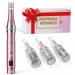 PELCAS Electric Cordless Microneedling Pen With 3Pcs Replacement Cartridges Adjustable 0.25mm Microneedle Dermapen Easy to Use at Home(Pink)
