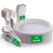 200PCS Compostable Cutlery Disposable Paper Plates with Cutlery Set Compostable 9 Inch Plate 7 Inch Forks Knives and Spoons Dinnerware Set for 50 Guests 200pcs 9"plate 7"forks Knives and Spoons