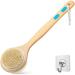 Shower Brush with Soft and Stiff Natural Bristles, Gelibo Back Scrubber for Shower with Long Wooden Handle, Double Sided Body Brush for Wet or Dry Brushing Exfoliating Body Scrubber