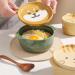 Srutueo Cartoon Japanese Ceramic Dog Noodle Bowls with Lids Cute Animal Soup Salad Fruit Bowl Kitchen Tableware A - Buy Online on GoSupps.com