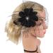 AJTUTUS Party Fascinator Hair Clip for Party Wedding Women Feather Mesh Fascinator Hair Pin Big Flower Church Headdress - Buy Online on GoSupps.com