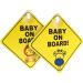Bewudy 2 PCS Baby on Board Car Signs - Reusable Yellow Sticker with Suction Cups for Safety - Lion and Giraffe Design - Buy Online on GoSupps.com