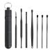 Lroxiy Ear wax Removal kit Ear Pick Tools Reusable Ear Cleaner Stainless Steel Ear Pick Set with Keychain Box Black
