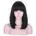 AMZCOS 15 Short Straight Black Bob Wig with Bangs - Heat Resistant Synthetic Hair for Women - Buy Online on GoSupps.com