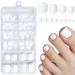 240pc Press on Toenails for Women Toe Press on Nails Short Fake Toe Nails Press ons with Glue&Adhesive Tabs Acrylic Toe Nail Tips False Toenail Press ons Artificial Fake Toenails-White