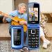CHAKEYAKE 2G Unlocked Flip Phone for Elderly with SOS Button, Large Buttons, and Charging Cradle - Blue - Buy Online on GoSupps.com