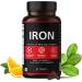 Iron Supplement for Women & Men with Vitamin C Folic Acid & Vitamin B12 - Iron Tablets Help Support Energy - 60 Veg Tablets - Buy Online on GoSupps.com