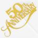 Tenhaisi Glittery Gold Happy 50th Anniversary Cake Topper Hello 50 Wedding Party Decorations Cheers to 50 Anniversary Birthday Party Supplies - Buy Online on GoSupps.com