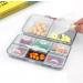 Travel Pill Box Organiser Large Portable Medication Organiser Oversize 8 Compartment Pill Boxes Vitamin Travel Case Pill Holder - Airtight & Moistureproof(Gray)