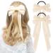 2PCS Velvet White Hair Bows Girls Hair Ribbon Elastics Hair Tie Long Ponytail Holder Hair Bow Bands Rope Accessories for Toddlers Kids Baby Women