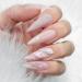 IMSOHOT 24Pcs Almond Press on Nails Long Glossy Stiletto Fake Nails Glitter Pink Nude Glue on Nails Full Cover False Nails for Women 14-0004