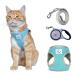 Belffy cat dishes and leash set with automatic leash for cats kittens puppies or dogs.Outbreakproof jacket and leash for large medium and small pets (small blue).Small blue