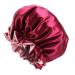 Solid Color Silky Satin Bonnet Cap Bonnets for Women Silky Bonnet for Curly Hair Women Hair Wrap for Sleeping Double Layers Wine Red