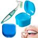 3-pack-prosthesis cleaning set prosthesis cleaning box braces storage box with toothbrush for cleaning and storing prostheses (blue)