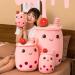 Hpory Bubble Tea Plush Pillow 35cm - Cute Boba Milk Tea Cup Soft Toy with Strawberries | Kids Stuffed Throw Pillow - Buy Online on GoSupps.com