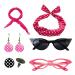 Polka Dot Headband - Headband Drop Earrings Set for 1950s Outfits - Print Dangle Earrings with Vintage Hair Bands Chiffon Scarf Cat Eye Glasses Hot Pink One Size