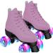 Perzcare Classic PU Leather Roller Skate Shoes - High-top Double-Row Skates for Women&Men - Indoor Outdoor Four-Wheel Shiny Skates - Beginner to Professional - Purple Flash Wheel - Size 36/UK 3 - Buy Online on GoSupps.com