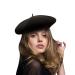 Womens Newsboy Cap Wool Winter Hats Baker Boy Hats Adjustable for Ladies Black-5